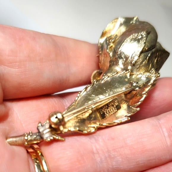 Vintage Flora Danica Eggert Gilded Sterling Silver Electroform Rose Brooch Pin - Picture 7 of 13